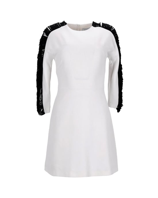 Sandro Side Sleeve Fringe Dress in White Polyester - Image 1
