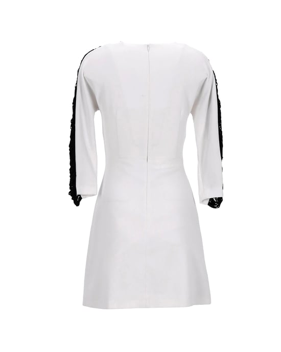 Sandro Side Sleeve Fringe Dress in White Polyester - Image 3