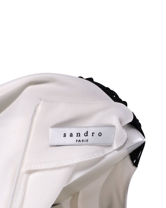 Sandro Side Sleeve Fringe Dress in White Polyester - Image 4