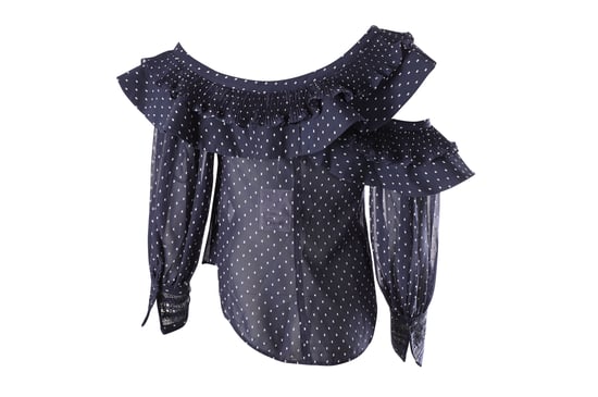 Självporträtt Plumetis Volangtopp i Blå Polyester - Image 3