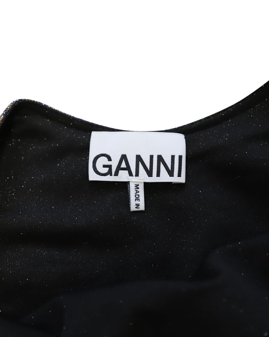 Ganni Tiger Print Puff Sleeve Lurex Stickad Topp i Flerfärgad Polyester - Image 5