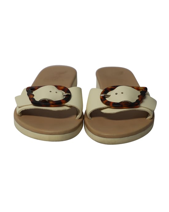 Oud-Griekse Aglaia-sandalen van wit leer. - Image 2