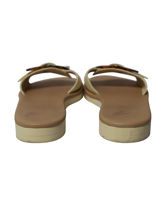 Oud-Griekse Aglaia-sandalen van wit leer. - Image 4