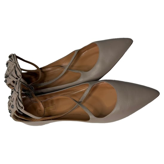 Aquazzura Pointed Toe Ballet Flats in Grey Leather - Image 6