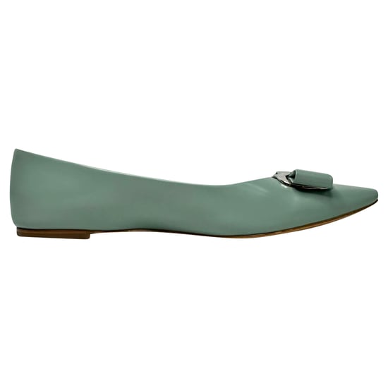 Salvatore Ferragamo New Vara Ballerinaskor i Mintgrön Lammsskinn - Image 1