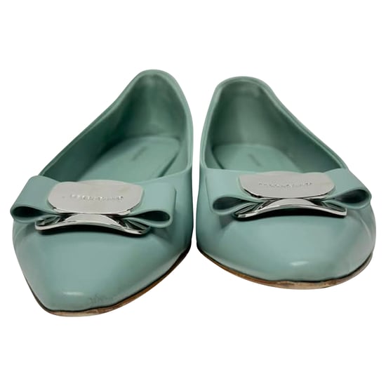Salvatore Ferragamo New Vara Ballerinaskor i Mintgrön Lammsskinn - Image 2
