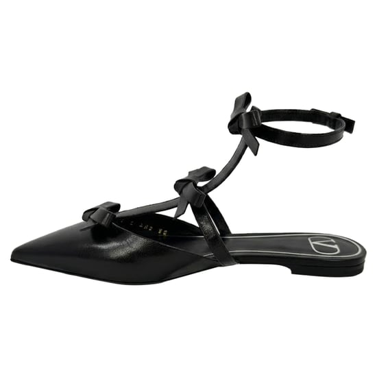 Valentino Garavani Franse Strik Ballerina Flats in Zwart Leder - Image 2
