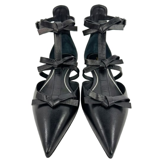 Valentino Garavani Franse Strik Ballerina Flats in Zwart Leder - Image 4