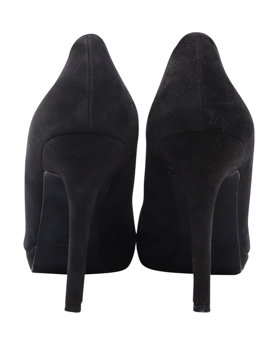 Stuart Weitzman hakken met strikdetail in zwart suède - Image 3