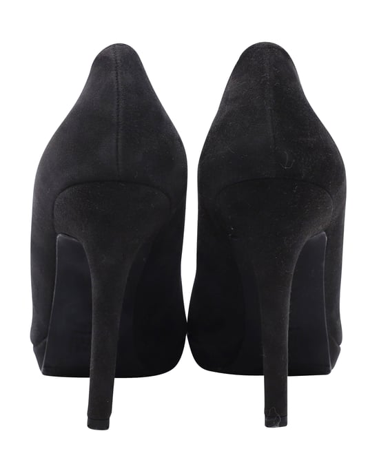 Stuart Weitzman hakken met strikdetail in zwart suède - Image 4