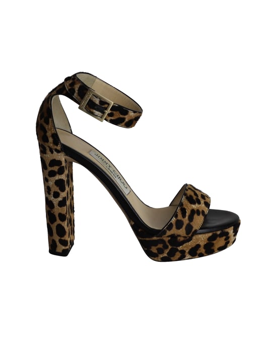 Jimmy Choo Holly Platform Sandals in Animal Print Ponyhair - Image 1