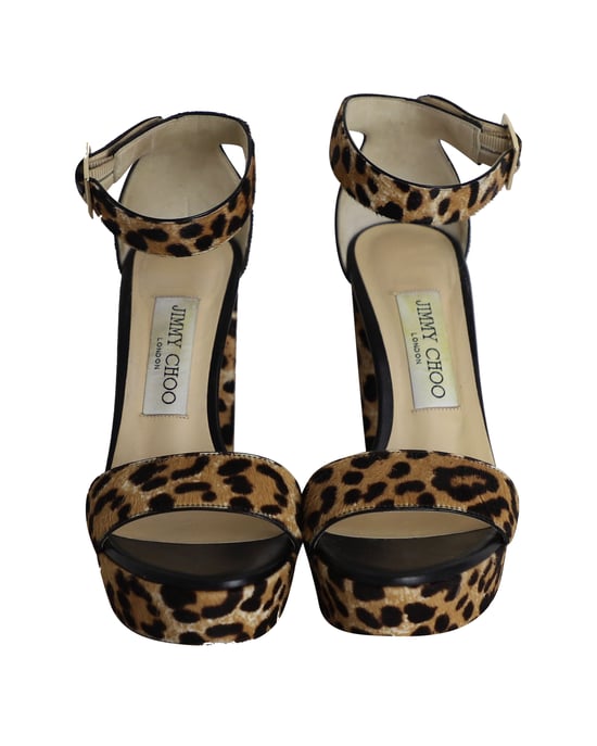 Jimmy Choo Holly Platform Sandals in Animal Print Ponyhair - Image 2