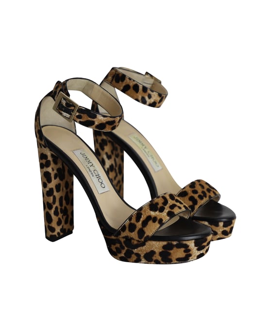 Jimmy Choo Holly Platform Sandals in Animal Print Ponyhair - Image 3
