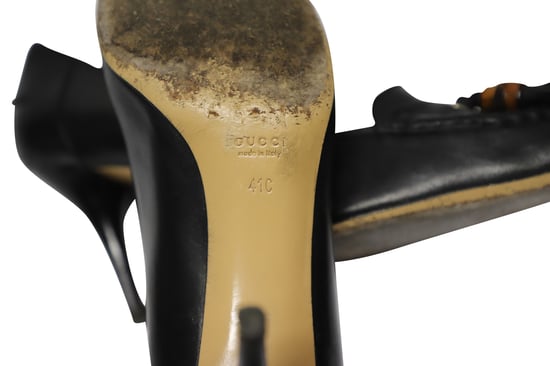 Gucci Loafer Tassel Pumps with Bamboo Accent in Brown Leather - Image 6