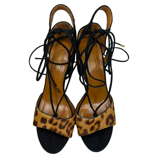 Aquazzura Austin Lace-Up Sandals in Animal Print Calf Hair - Image 5