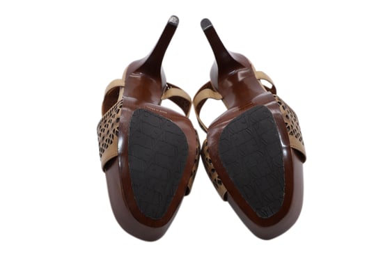 Diane Von Furstenberg Zoe hoge platform sandalen in bruin leer - Image 6
