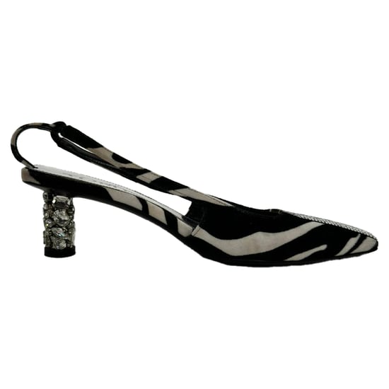 Tom Ford Zebra-Print Slingback Pumps in Black and White Suede - Image 1