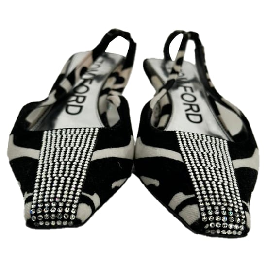 Tom Ford Zebra-Print Slingback Pumps in Black and White Suede - Image 2