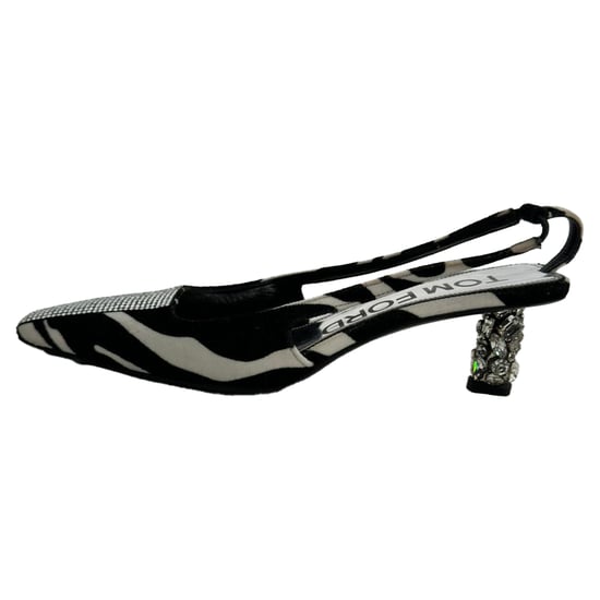Tom Ford Zebra-Print Slingback Pumps in Black and White Suede - Image 6