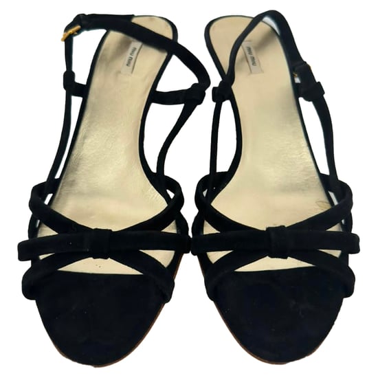 Miu Miu Slingback Sandals in Black Suede - Image 2