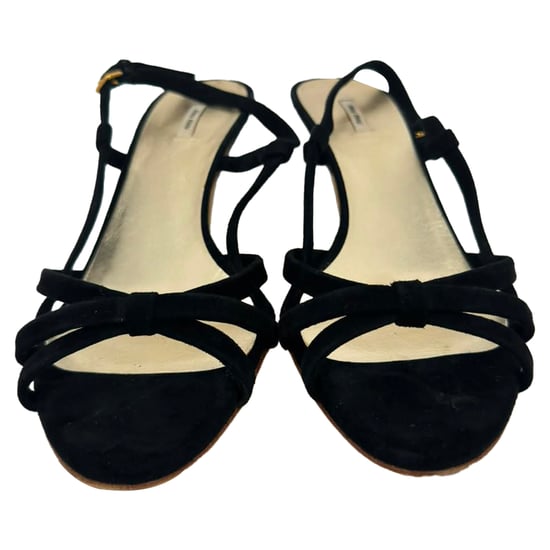 Miu Miu Slingback Sandals in Black Suede - Image 3