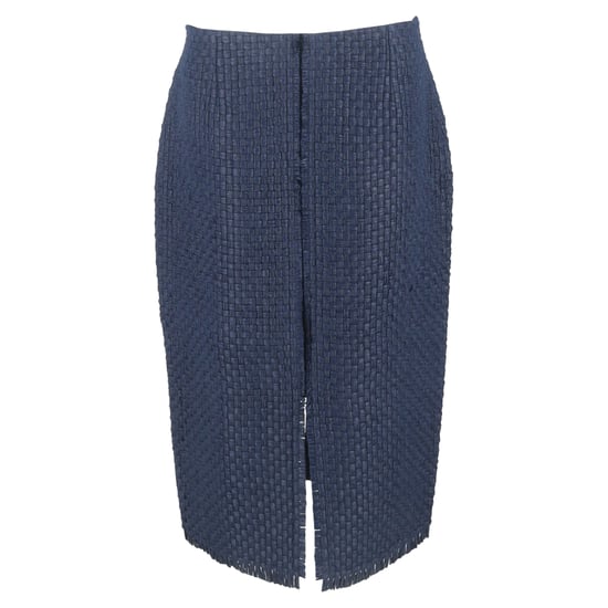 Roland Mouret Midi Pennkjol med Vävd Effekt i Marinblå Polyester - Image 1