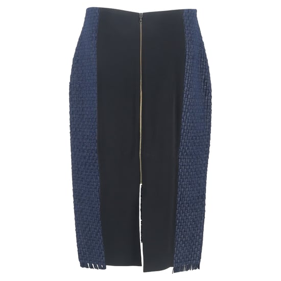 Roland Mouret Midi Pennkjol med Vävd Effekt i Marinblå Polyester - Image 3