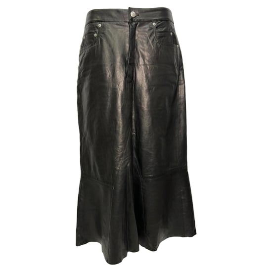 Rick Owens gekreukte midi-rok van zwart lamsleer - Image 1