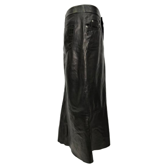 Rick Owens gekreukte midi-rok van zwart lamsleer - Image 2
