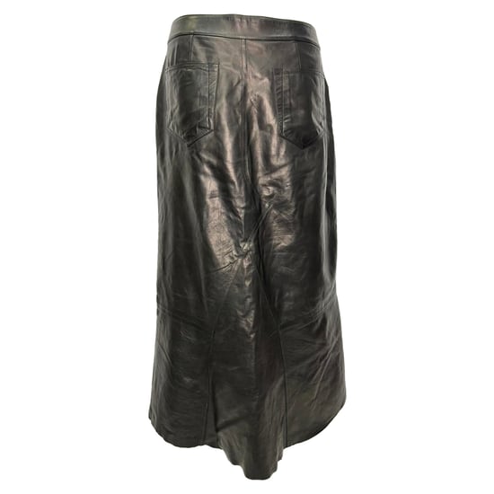 Rick Owens gekreukte midi-rok van zwart lamsleer - Image 3