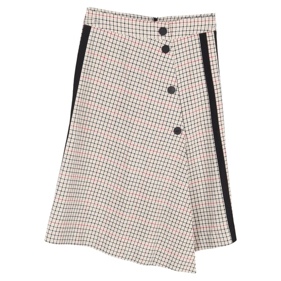 Maje geruite asymmetrische midi-rok in beige katoenen tweed - Image 1