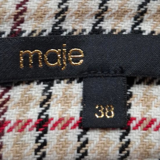 Maje geruite asymmetrische midi-rok in beige katoenen tweed - Image 3