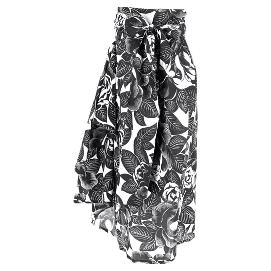 Lanvin midi-rok met bloemenprint en strikceintuur in zwart-wit katoen - Image 2