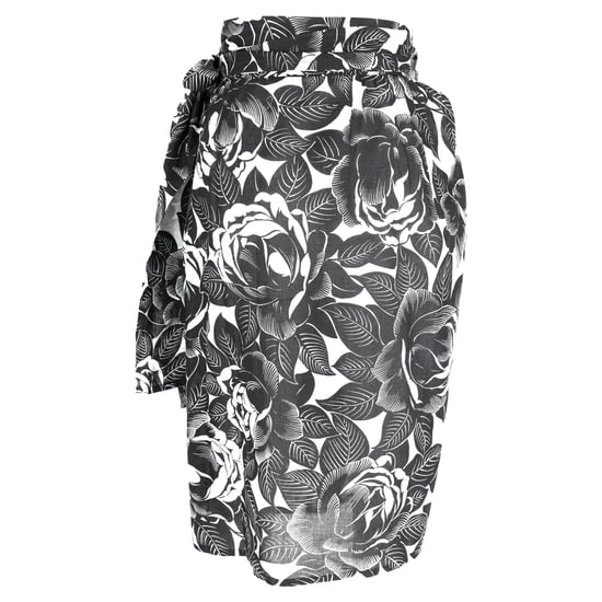 Lanvin midi-rok met bloemenprint en strikceintuur in zwart-wit katoen - Image 3