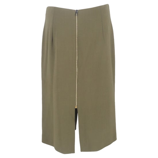 Roland Mouret midi-kokerrok met split aan de voorkant in olijfgroene wol. - Image 3