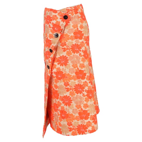 Jil Sander Floral-Jacquard Midi Wrap Skirt in Orange Polyester - Image 2