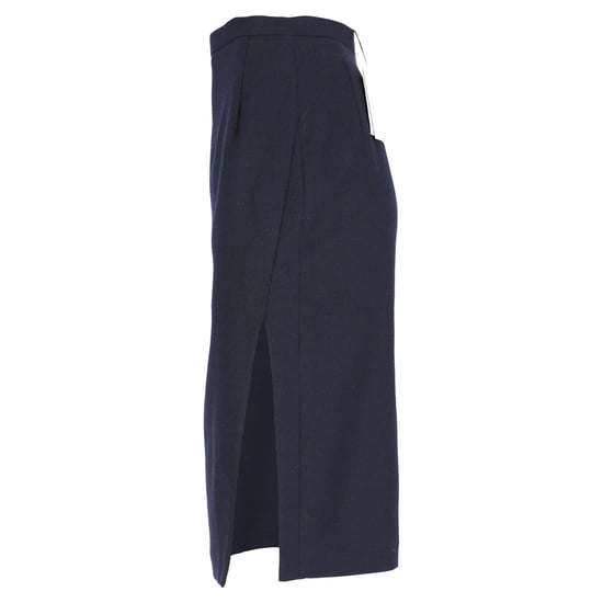 Altuzarra Side-Slit Midi Pencil Skirt in Navy Blue Wool - Image 2