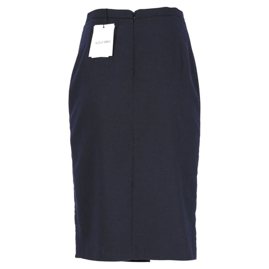 Altuzarra Side-Slit Midi Pencil Skirt in Navy Blue Wool - Image 3