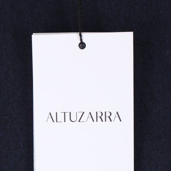 Altuzarra Side-Slit Midi Pencil Skirt in Navy Blue Wool - Image 4