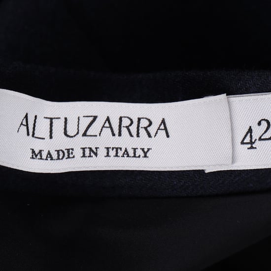 Altuzarra Side-Slit Midi Pencil Skirt in Navy Blue Wool - Image 5