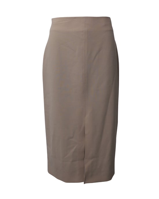 Co-rok met split aan de voorkant en hoge taille in beige stretchwol - Image 1