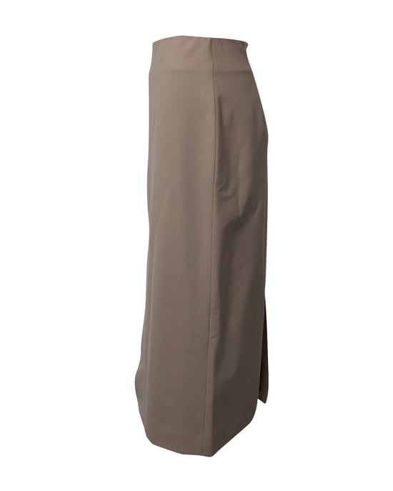 Co-rok met split aan de voorkant en hoge taille in beige stretchwol - Image 2