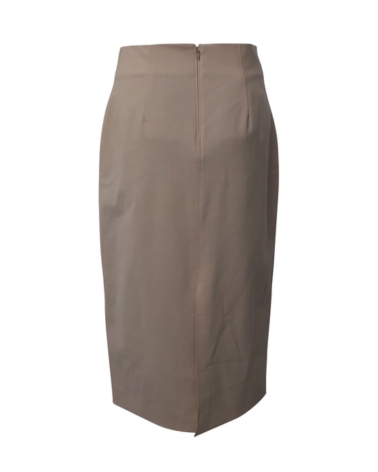 Co-rok met split aan de voorkant en hoge taille in beige stretchwol - Image 3