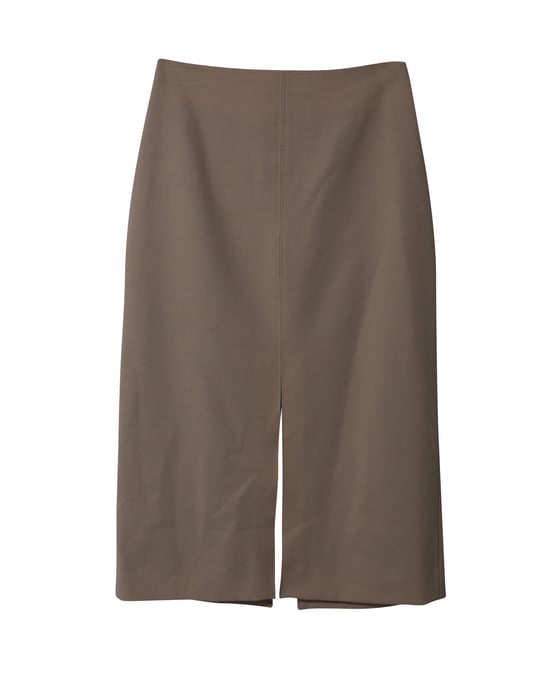 Co-rok met split aan de voorkant en hoge taille in beige stretchwol - Image 4