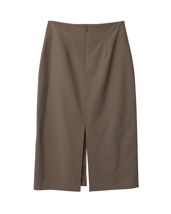 Co-rok met split aan de voorkant en hoge taille in beige stretchwol - Image 5