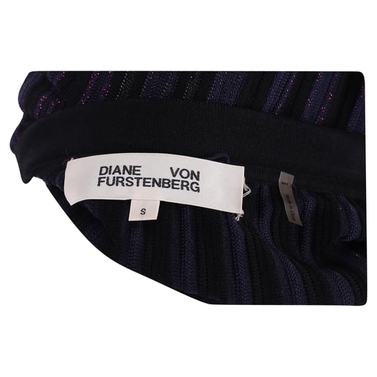 Diane von Furstenberg Klara geplooide midi-rok van stretchstof in marineblauwe viscose - Image 4