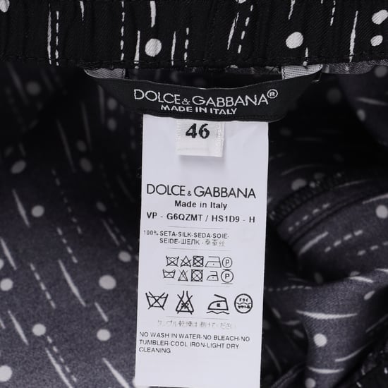 Dolce & Gabbana Mönstrade Raka Byxor i Svart Siden - Image 4