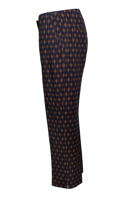Prada, Diamond printed pantalon in blue and brown - Image 4