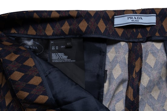 Prada, Diamond printed pantalon in blue and brown - Image 5