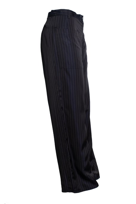 Dries van Noten, gestreepte wijde glanzende pantalon - Image 4
